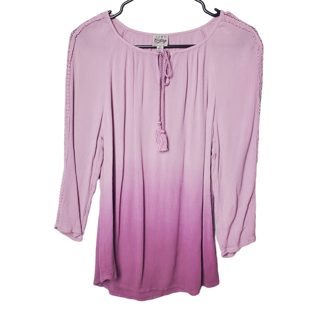 Como Vintage | Long Sleeve Top | Purple Pink Flowy Bohemian | M